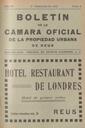 Boletín de la Cámara Oficial de la Propiedad Urbana de la Comarca de Reus, #9, 1/12/1922 [Issue]