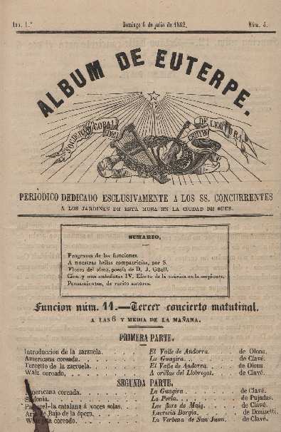 Álbum de Euterpe, núm. 4, 6/7/1862 [Exemplar]