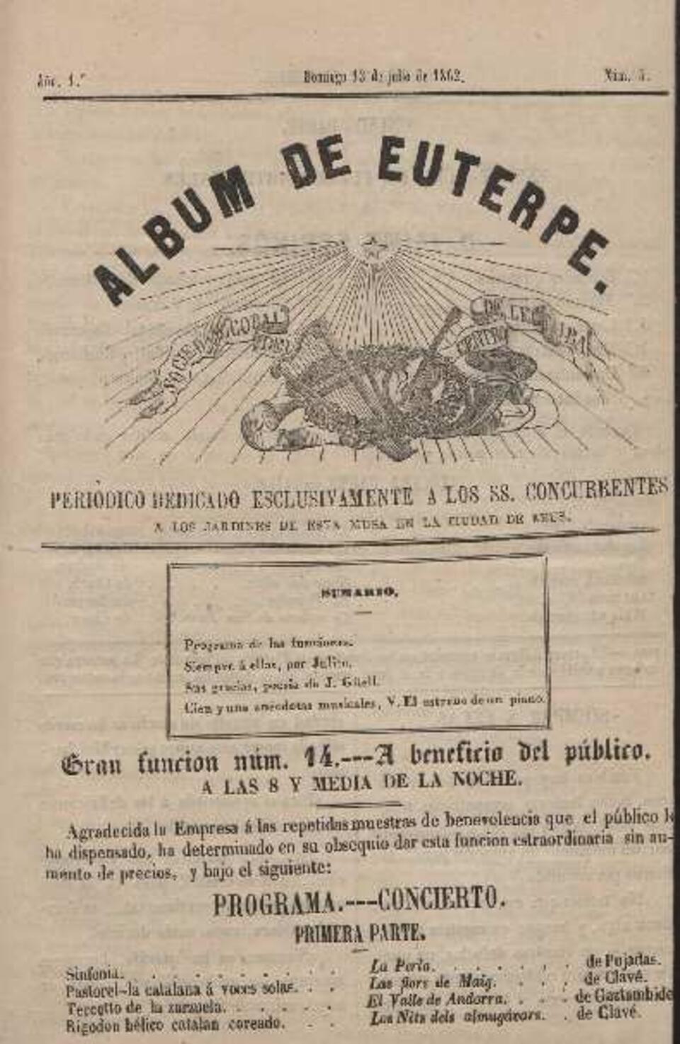 &Aacute;lbum de Euterpe, n.&ordm; 5, 13/7/1862 [Ejemplar]