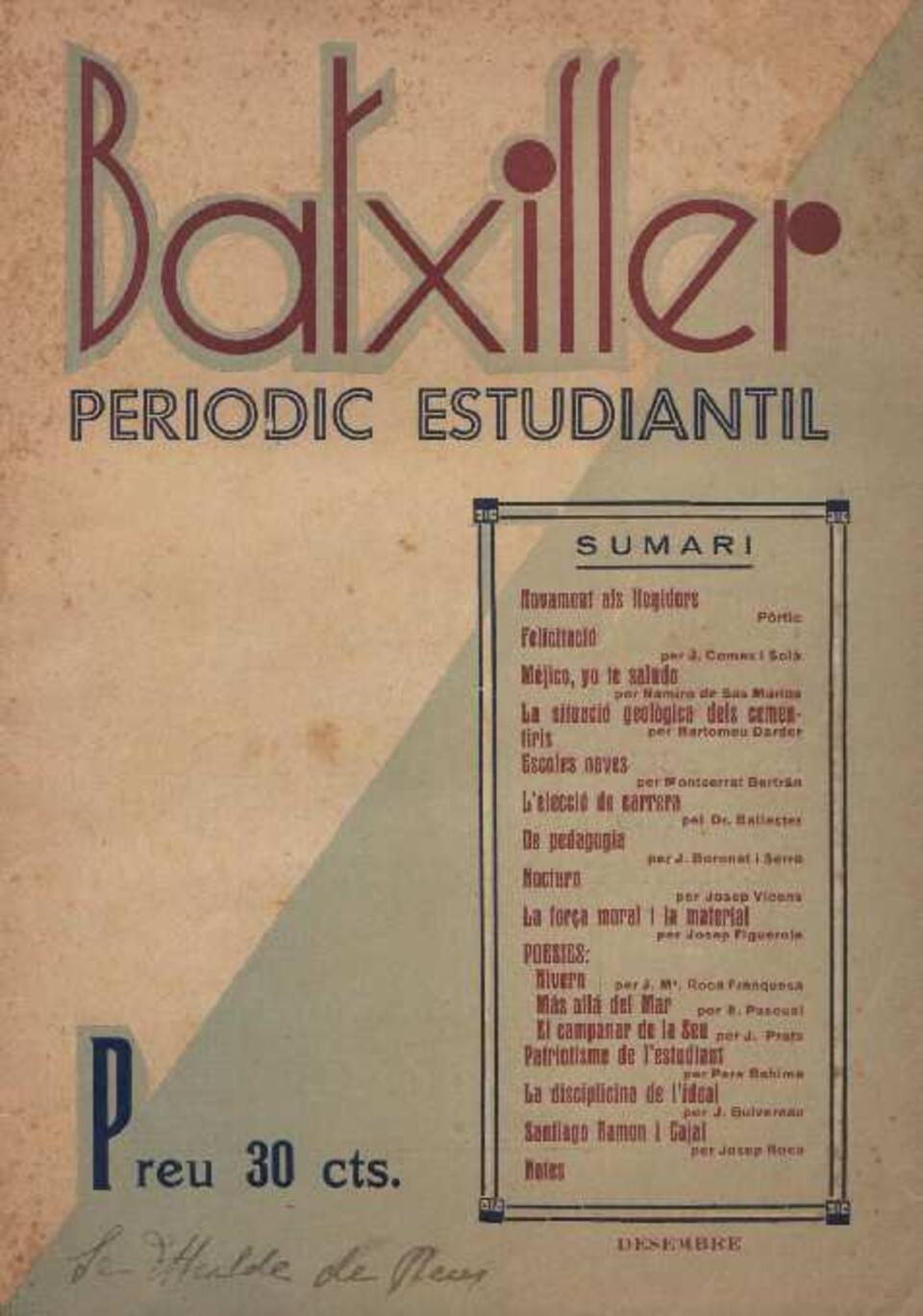 Batxiller, núm. 23, 12/1934 [Exemplar]