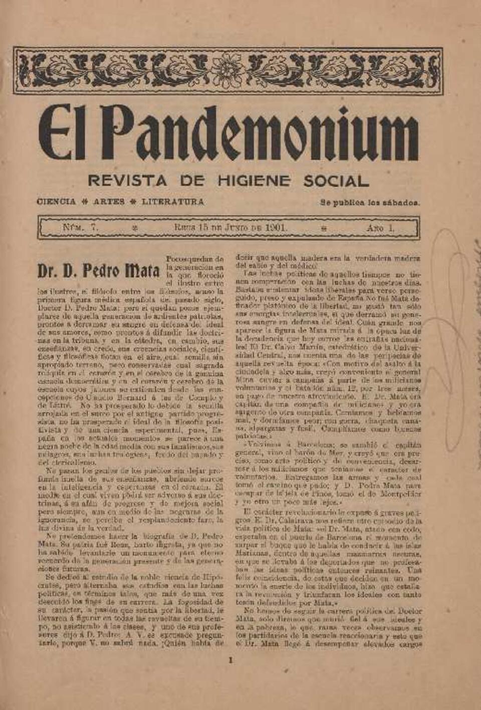 El Pandemonium, n&uacute;m. 7, 15/6/1901 [Exemplar]