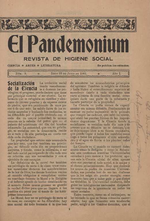 El Pandemonium, n&uacute;m. 8, 22/6/1901 [Exemplar]