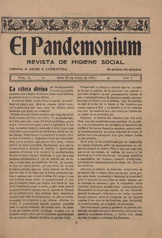 El Pandemonium, n&uacute;m. 9, 29/6/1901 [Exemplar]