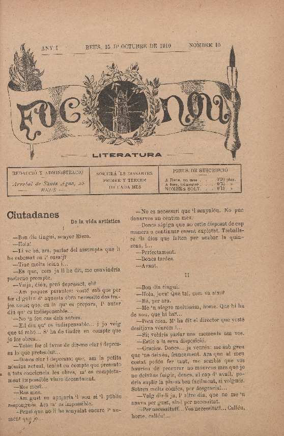 Foc Nou, n&uacute;m. 10, 15/10/1910 [Exemplar]