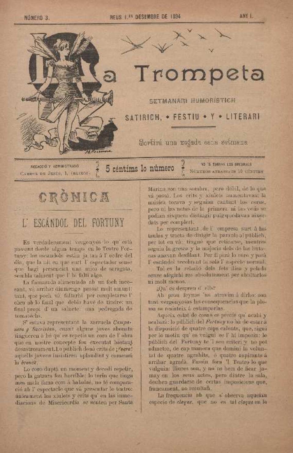 La Trompeta, n&uacute;m. 3, 1/12/1894 [Exemplar]