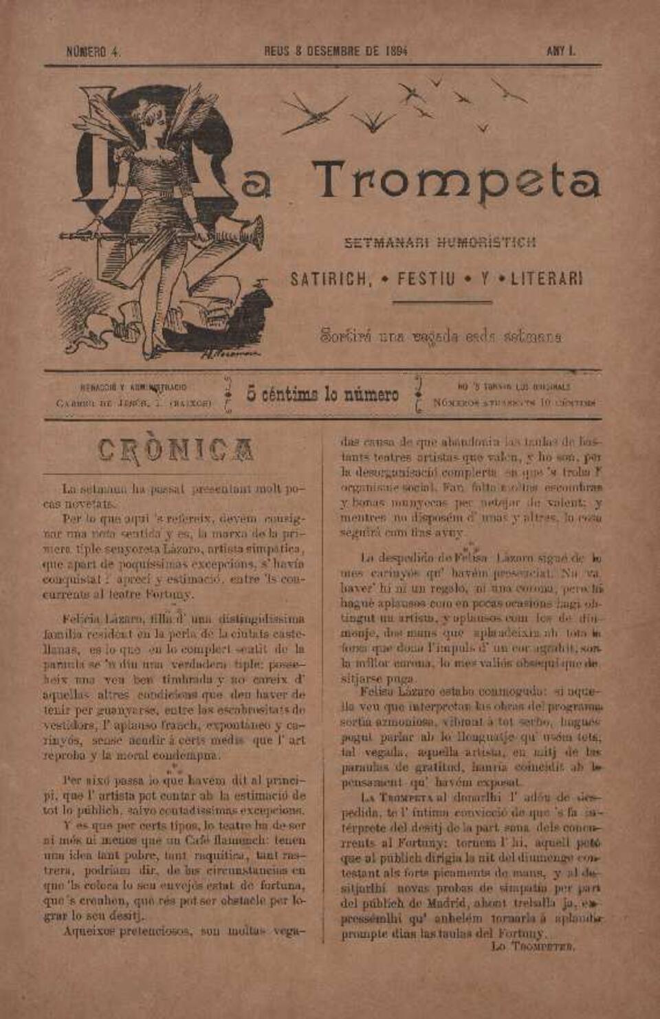 La Trompeta, n&uacute;m. 4, 8/12/1894 [Exemplar]