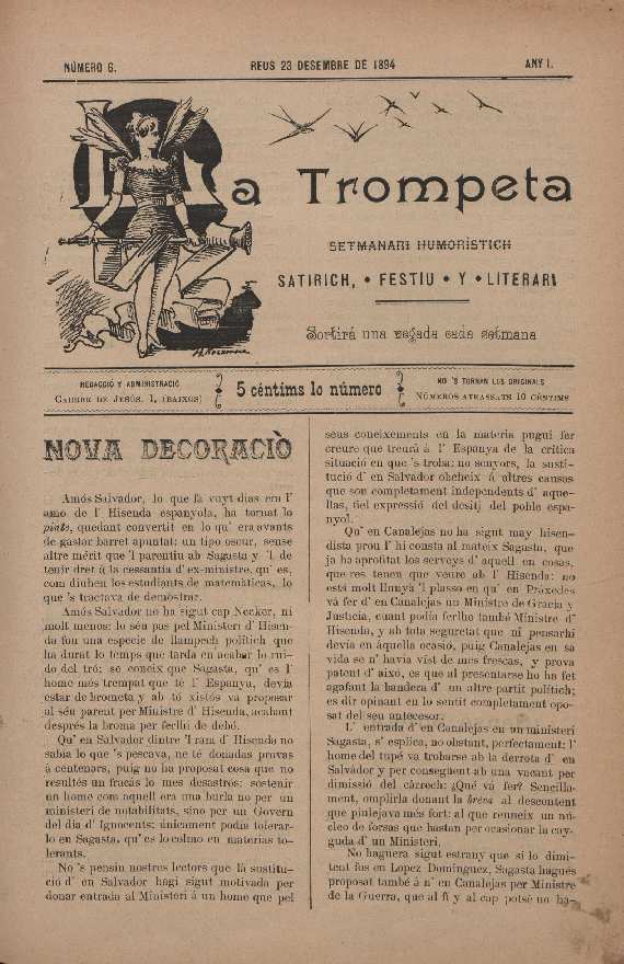 La Trompeta, n&uacute;m. 6, 23/12/1894 [Exemplar]
