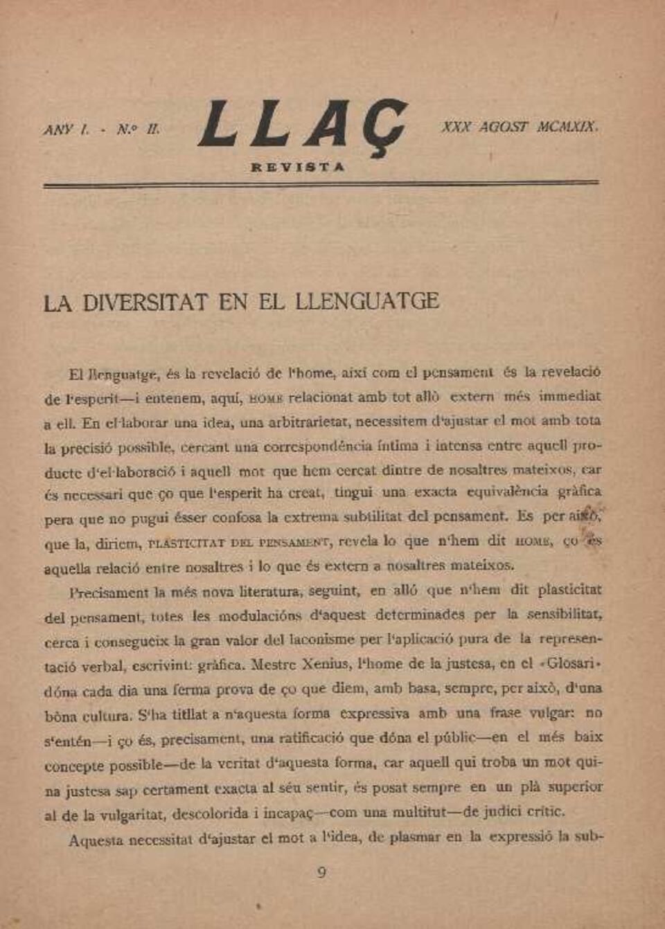 Lla&ccedil;, n&uacute;m. 2, 30/8/1919 [Exemplar]