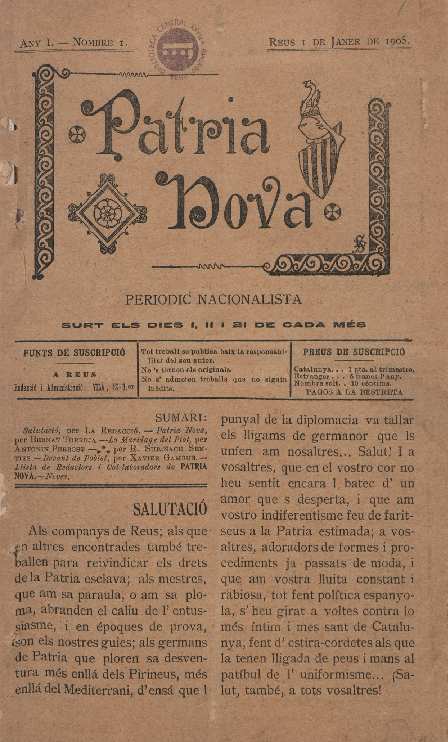 Patria Nova, n&uacute;m. 1, 1/1/1905 [Exemplar]