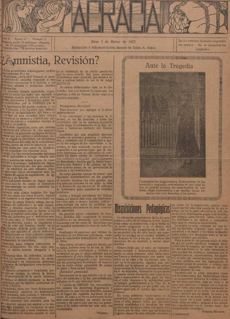 Acracia, 3/3/1923 [Ejemplar]