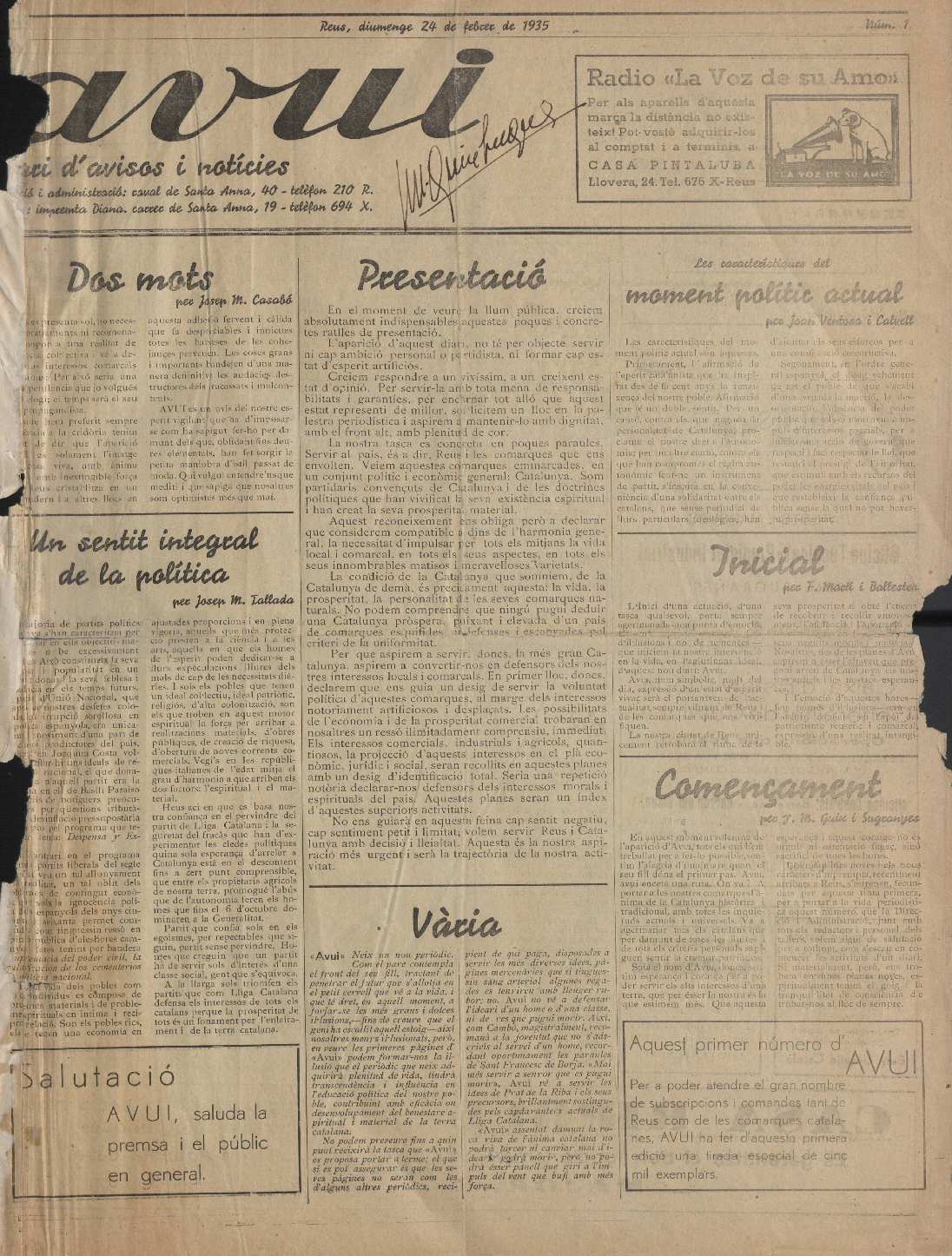 Avui, 24/2/1935 [Exemplar]