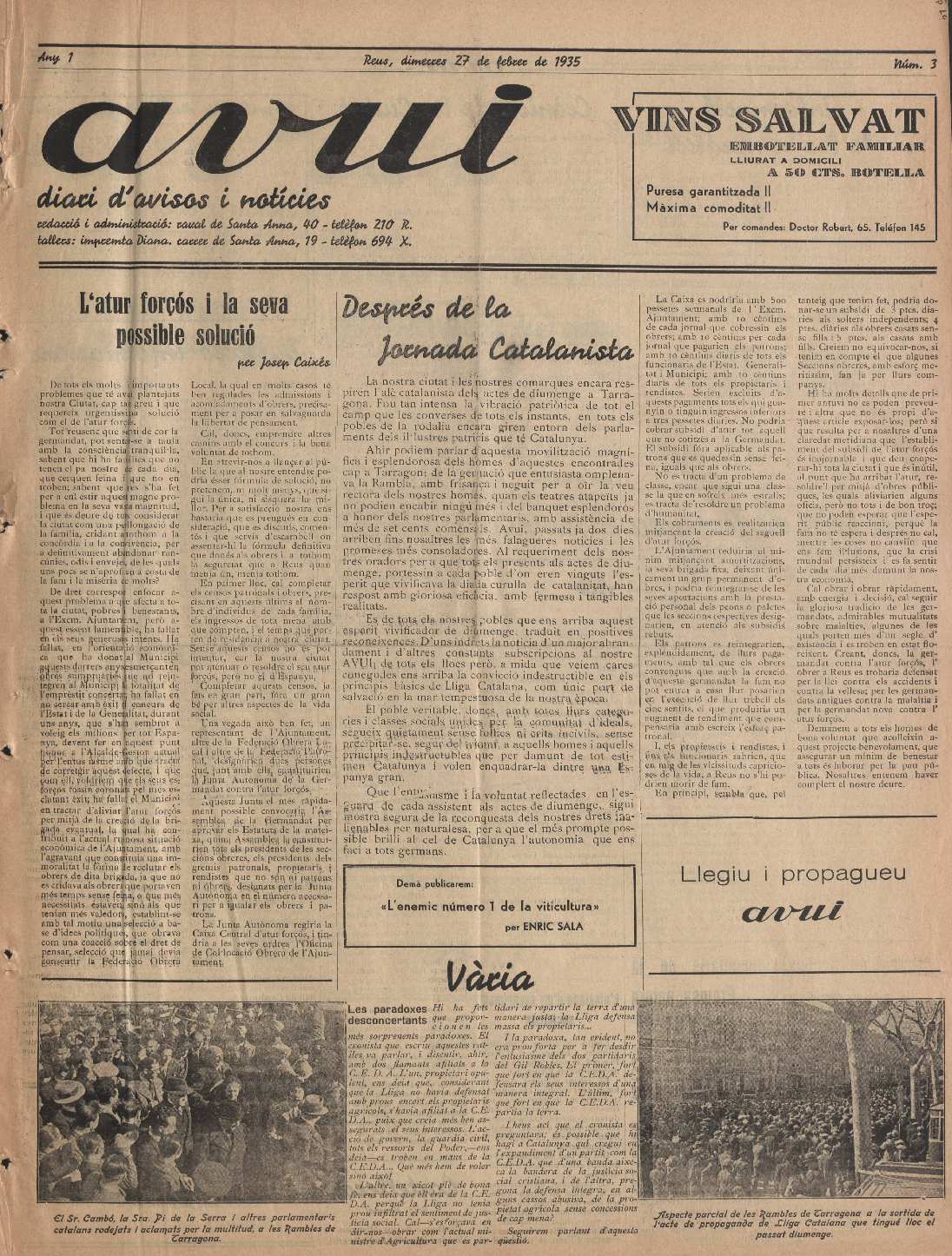 Avui, 27/2/1935 [Exemplar]