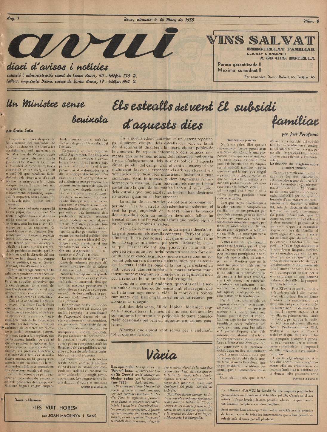 Avui, 5/3/1935 [Exemplar]