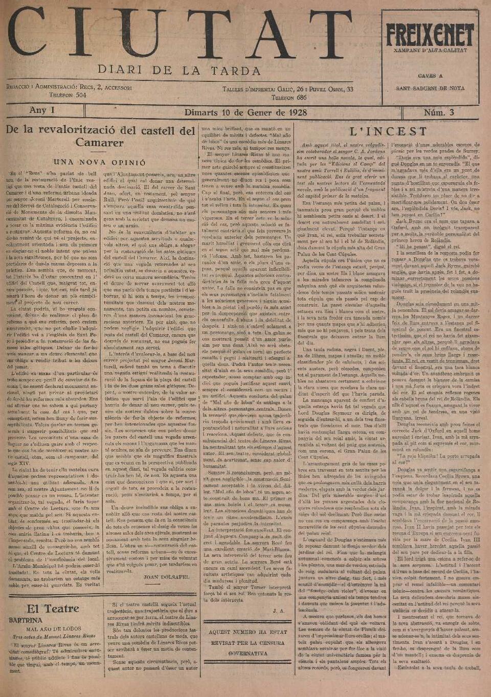 Ciutat, 10/1/1928 [Exemplar]