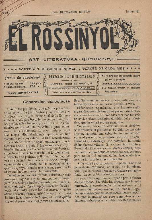 El Rossinyol, 19/1/1908 [Exemplar]