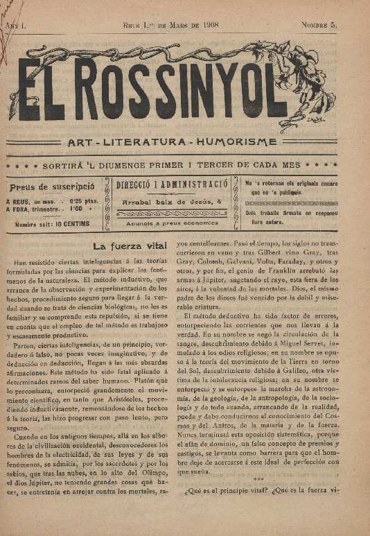 El Rossinyol, 1/3/1908 [Exemplar]