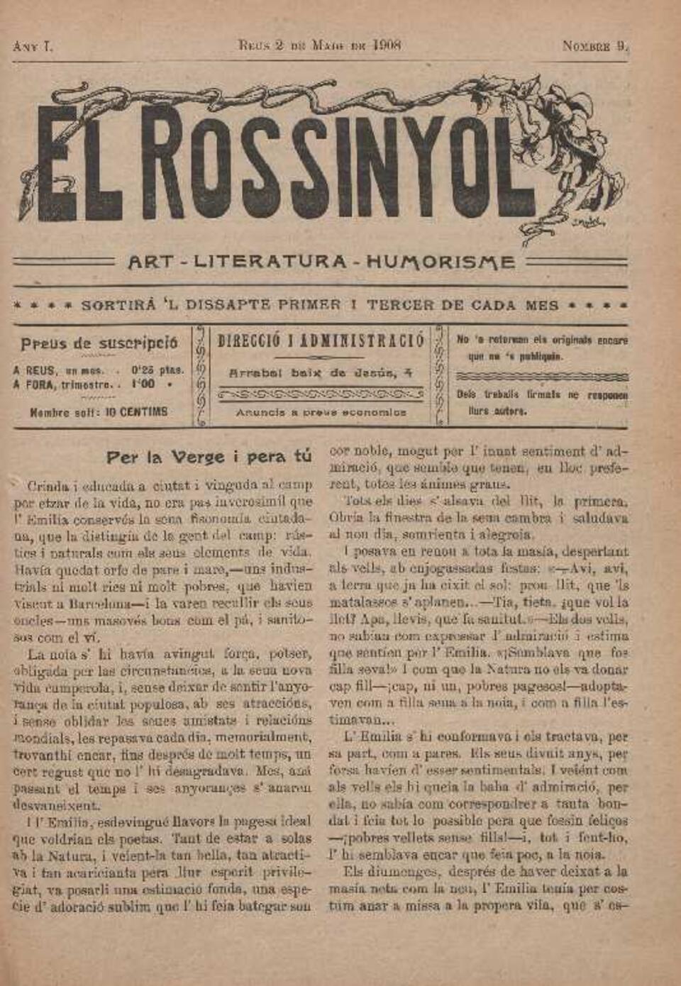El Rossinyol, 2/5/1908 [Exemplar]