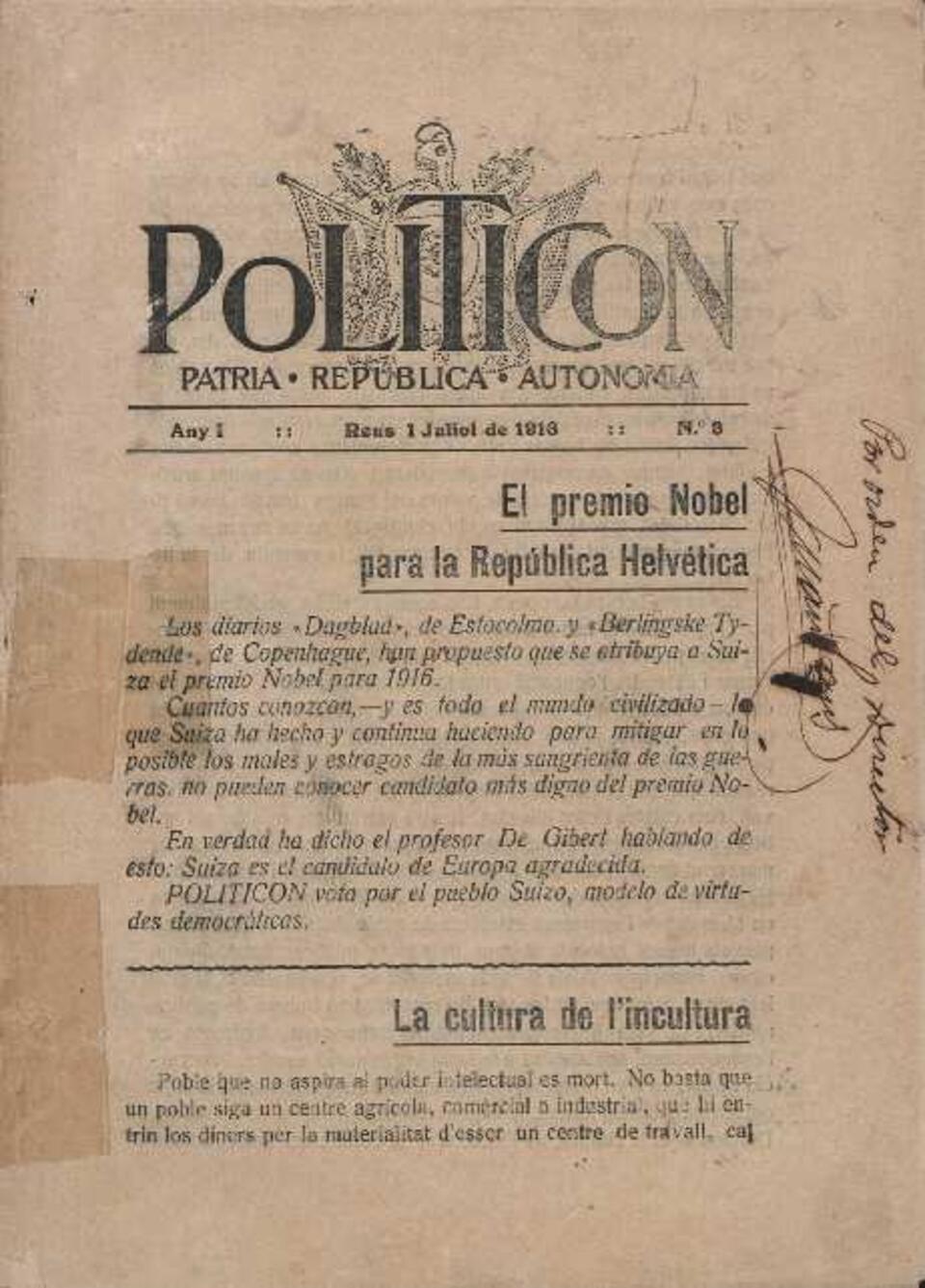 Politicon, 1/7/1916 [Exemplar]