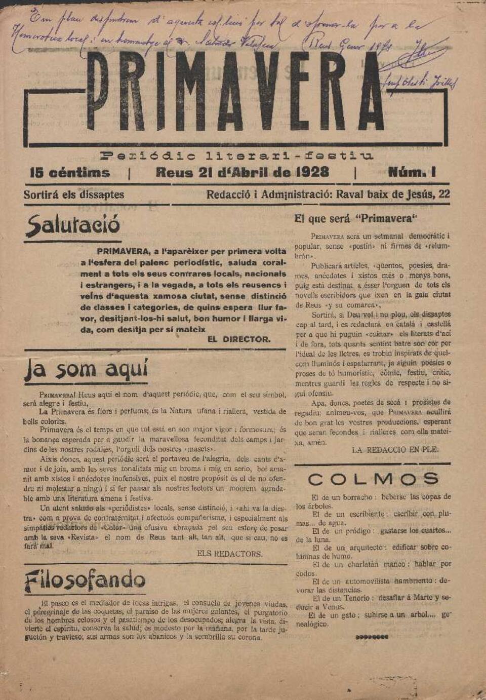 Primavera, 21/4/1928 [Exemplar]