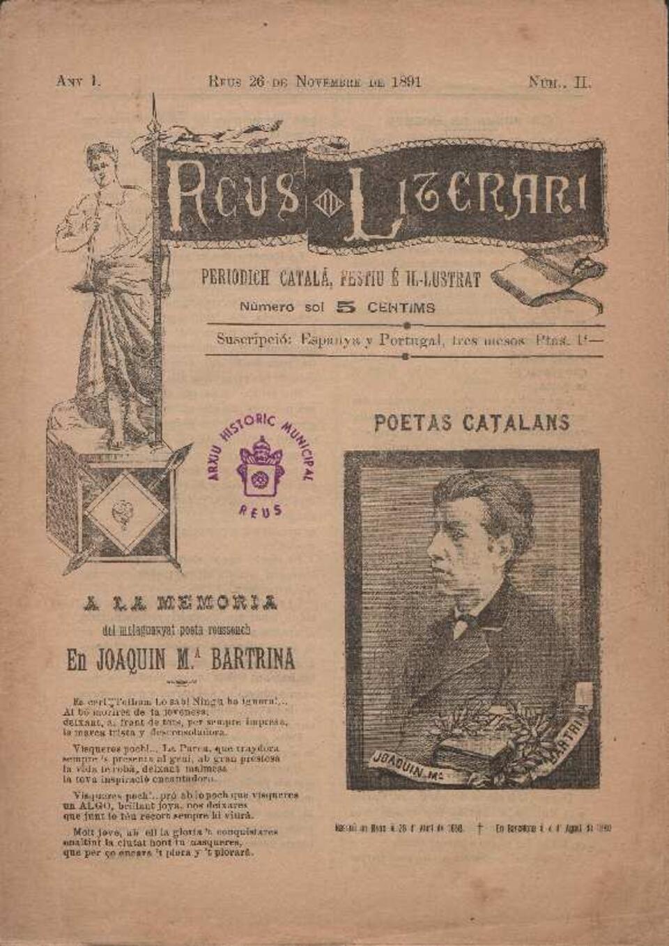 Reus Literari, 26/11/1891 [Exemplar]