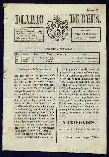 Diario de Reus, 2/11/1844 [Ejemplar]