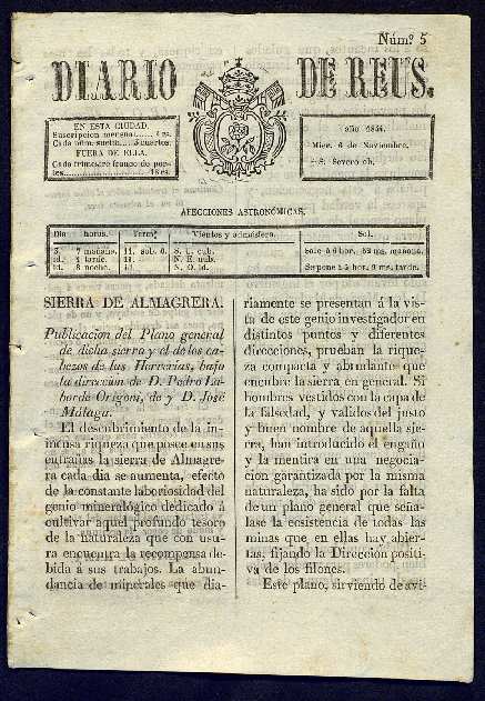 Diario de Reus, 6/11/1844 [Ejemplar]