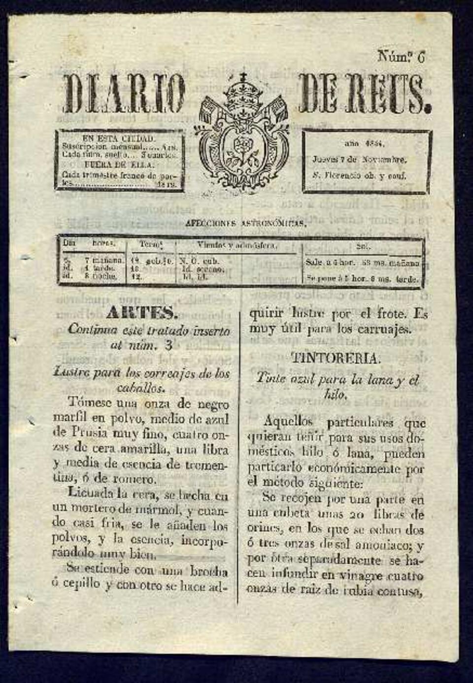 Diario de Reus, 7/11/1844 [Exemplar]