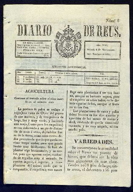 Diario de Reus, 9/11/1844 [Ejemplar]