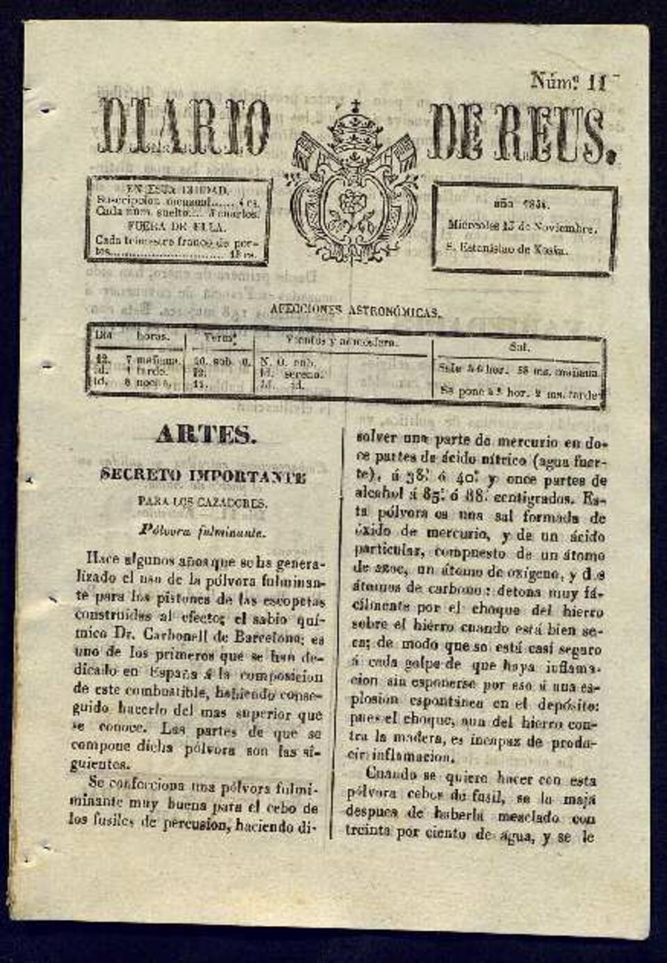 Diario de Reus, 13/11/1844 [Ejemplar]