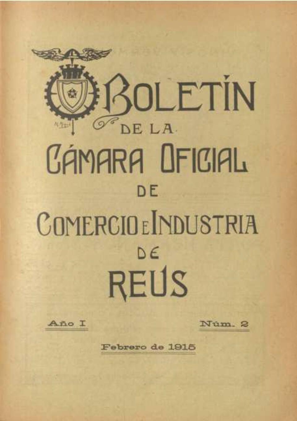 Boletín de la Cámara Oficial de Comercio e Industria de Reus, #2, 1/2/1915 [Issue]