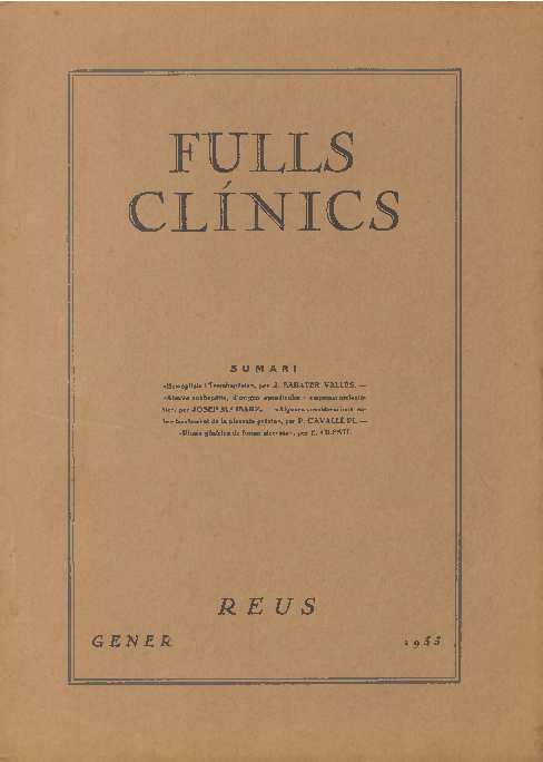 Fulles clíniques, núm. 1, 1/1/1933 [Exemplar]
