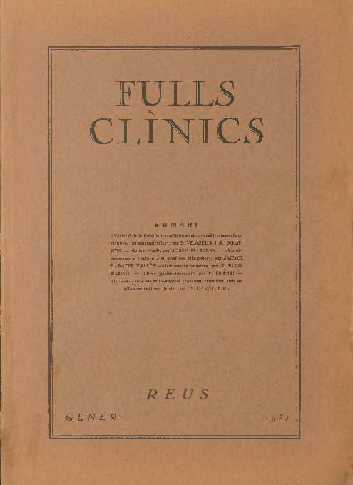 Fulles clíniques, núm. 1, 1/1/1934 [Exemplar]