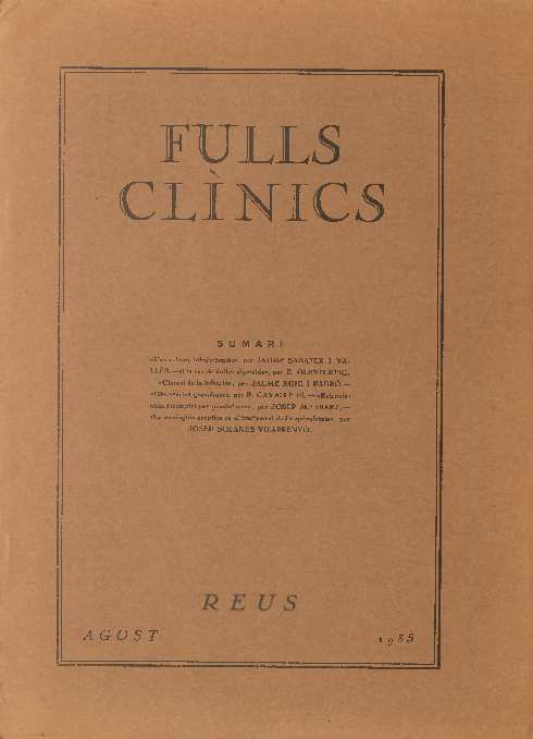 Fulles clíniques, núm. 2, 1/8/1935 [Exemplar]