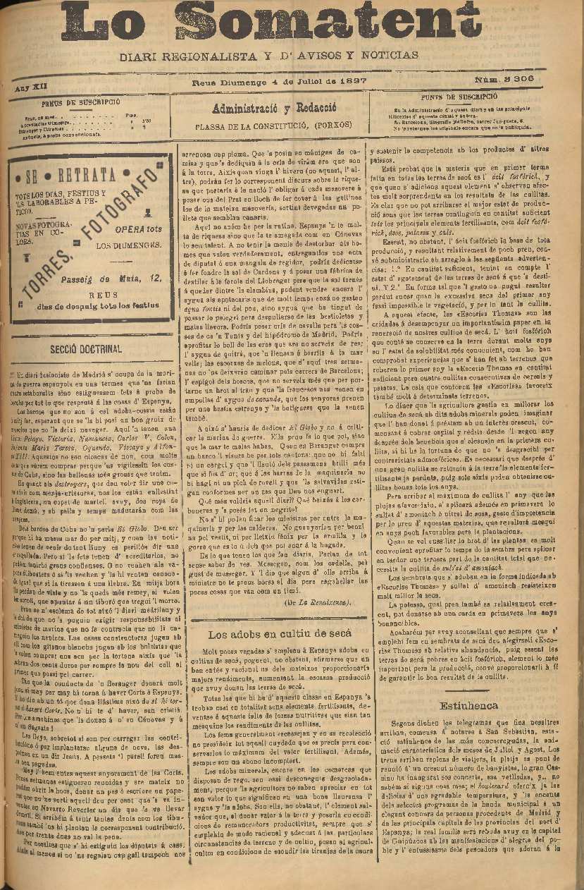 Lo Somatent, #3,306, 4/7/1897 [Issue]