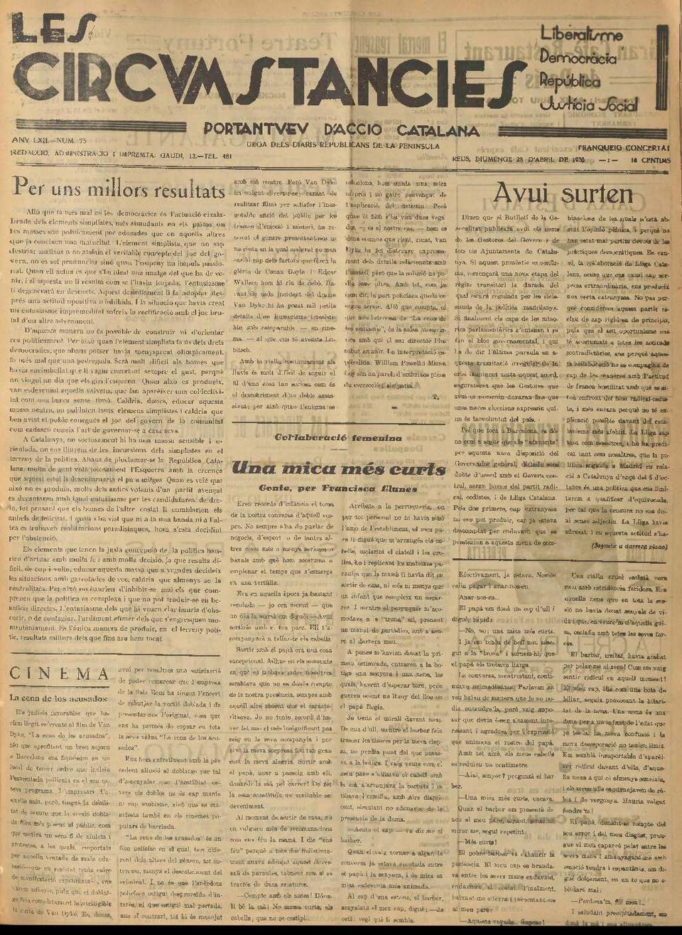 Las Circunstancias, #75, 28/4/1935 [Issue]